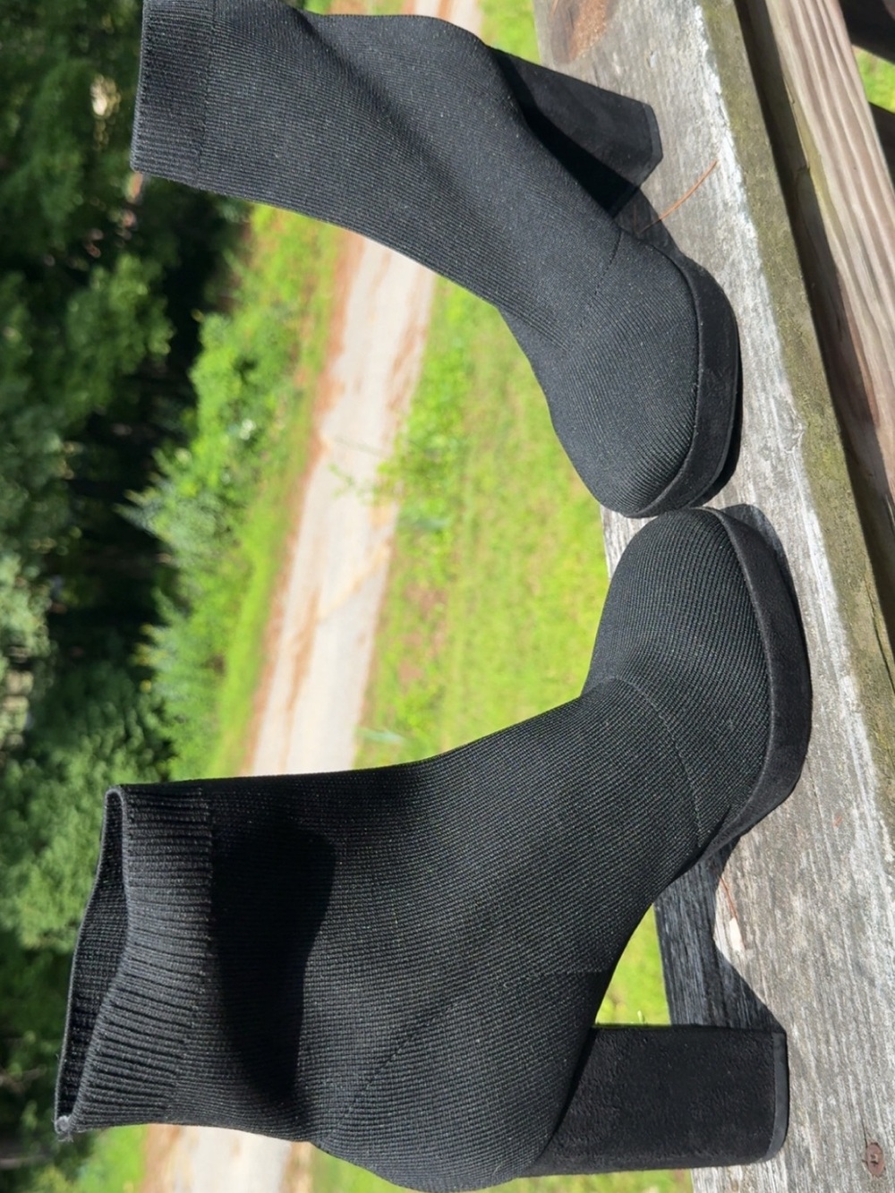 Black MIA Sock Boots Ankle Booties with Black Heel